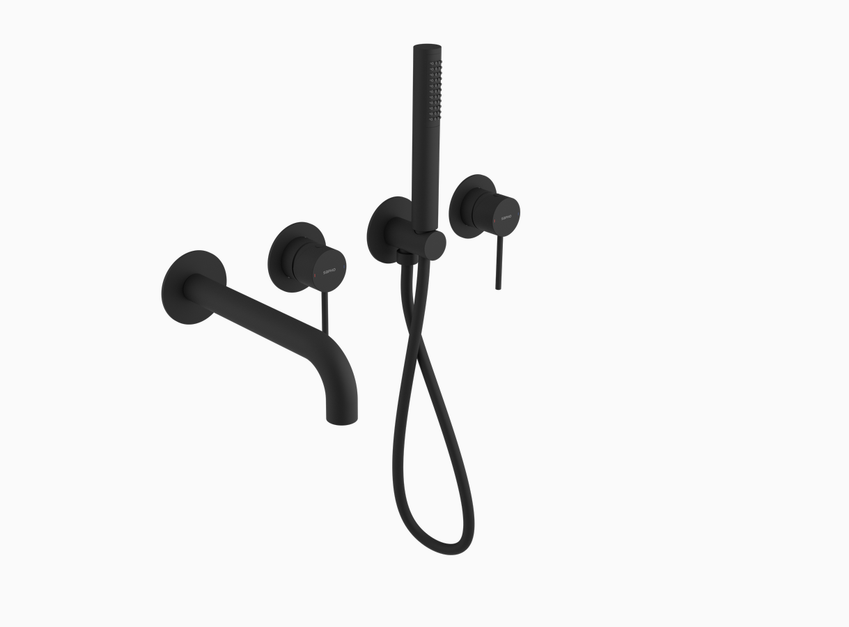 ULTRAMIX Змішувач для ванни прихованого монтажу, з душовою ручкою, black matt