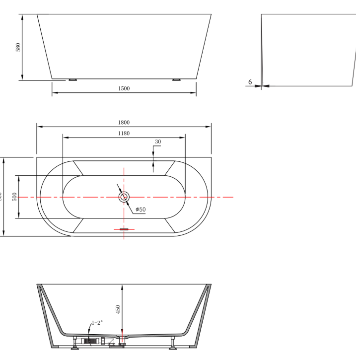 TAJO WHITE 180x80x58