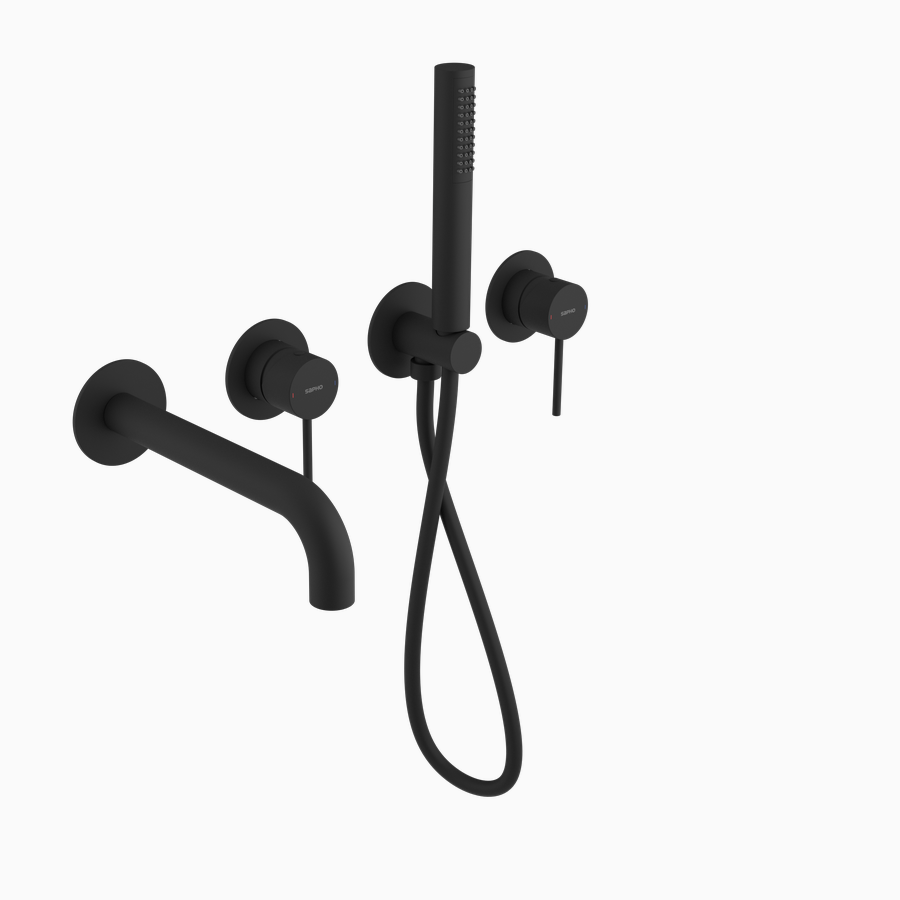 ULTRAMIX Змішувач для ванни прихованого монтажу, з душовою ручкою, black matt