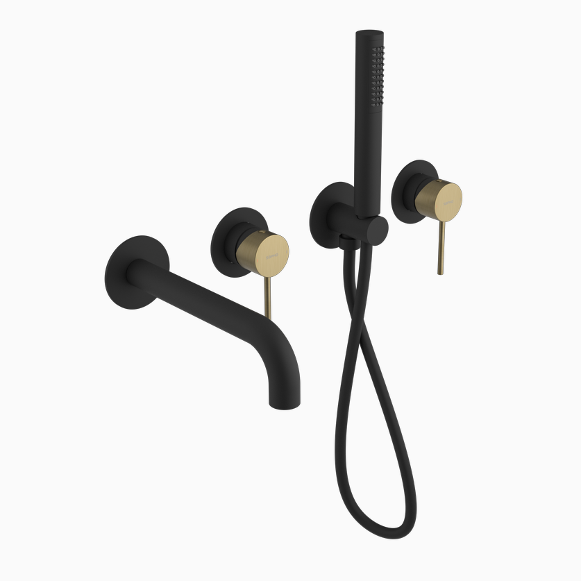 ULTRAMIX Змішувач для ванни прихованого монтажу, з душовою ручкою, black/gold